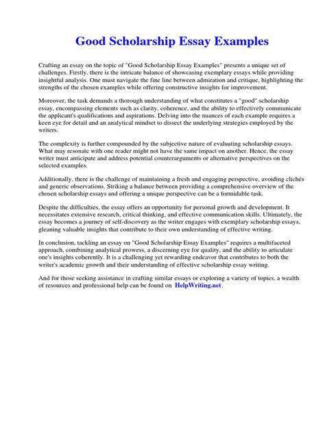 Good Scholarship Essay Examples | PDF | Psychoanalysis | Essays