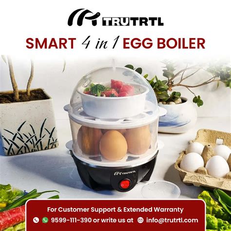 truTRTL Smart 4-in-1 Egg Boiler | Boil upto 14 Eggs | Black