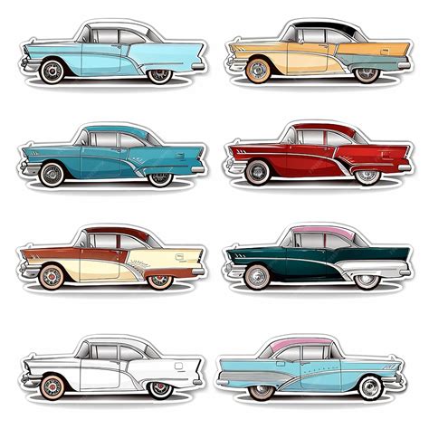 Vintage classic car sticker set | Premium Photo
