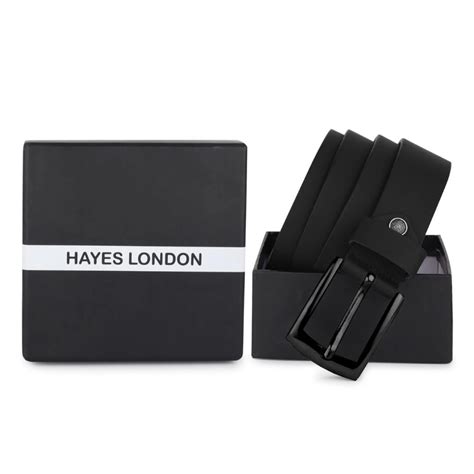 Black Leather Men's Belt | Hayes London | Black Buckle | Genuine Leather