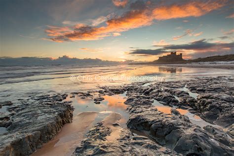 Red Sky At Dawn, Bamburgh - Chris Ceaser Photography