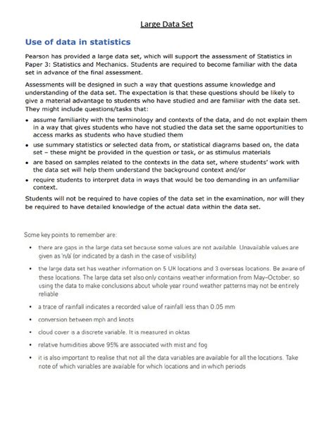 Image result for Large Data Set Summary Sheet