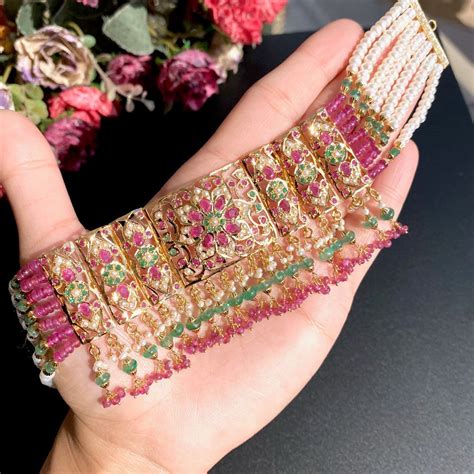 Rajasthani Jadau Choker Set for Bride in 22k Gold Studded with Preciou