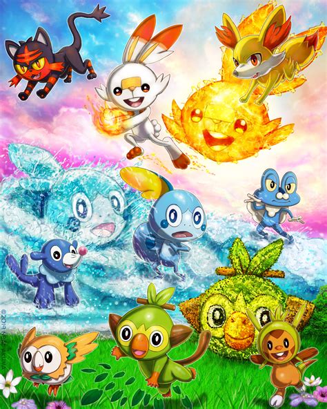 Pokemon X, Y, Sun, Moon, Sword and Shield Starters by Neal-Akuma on ...