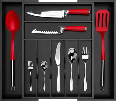 Buy Luxury Bamboo Kitchen Drawer Organizer - Silverware Organizer ...