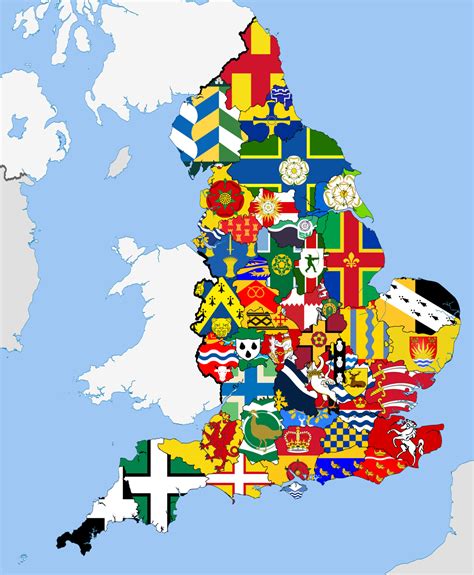 Map of England with each county and it’s... - Maps on the Web
