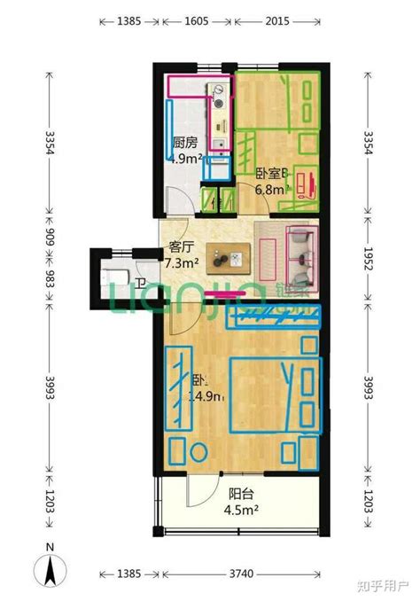 2018二居室长方形房屋设计图纸-房天下装修效果图