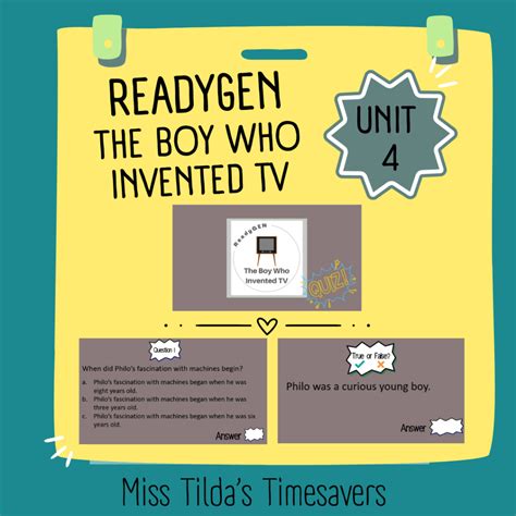 The Boy Who Invented TV Quiz - Grade 4 ReadyGEN | Made By Teachers