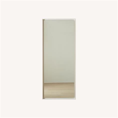 West Elm Floating Wood Floor Mirror, White Lacquer - AptDeco