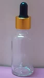 CIRES Clear Essential Oil Glass Dropper Bottle + Gold Ring + Silicon ...