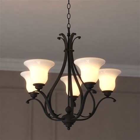 VAXCEL Monrovia 5-Light 26 in. Wide Oil Rubbed Bronze Chandelier with ...