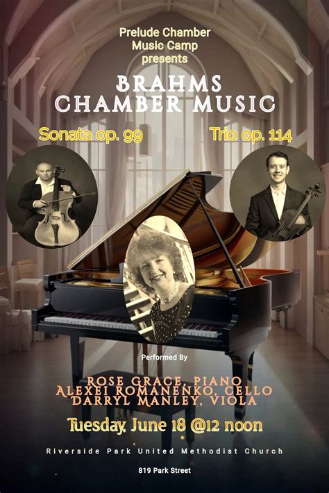 Prelude Noon Concert Series: Brahms Viola Trio, Riverside Park United ...