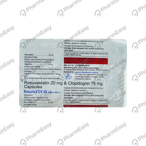Rosurica Cv 20mg Strip Of 10 Capsules: Uses, Side Effects, Price ...