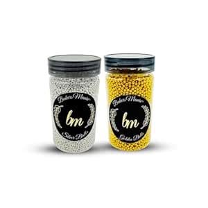 Bakers Mania Combo of 2 Silver and Golden Metallic Balls Sprinkles for ...