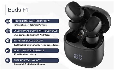 Digitara Buds F1 True Wireless in-Ear Earbuds with 38H Playtime ...