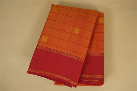 Reddish Orange with Red Borders Vintage Kanjivaram Silk Saree SS8433 ...