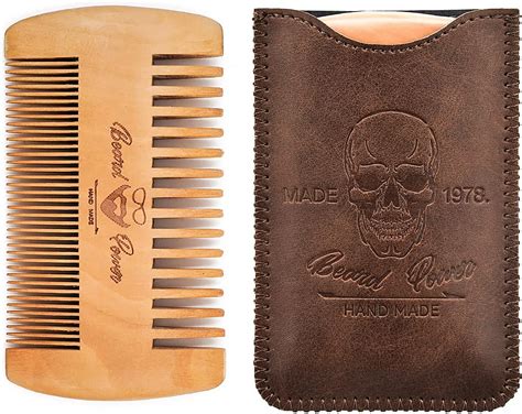Amazon.com : GUARD&MARINE Wooden Beard & Mustache Comb with Fine and ...