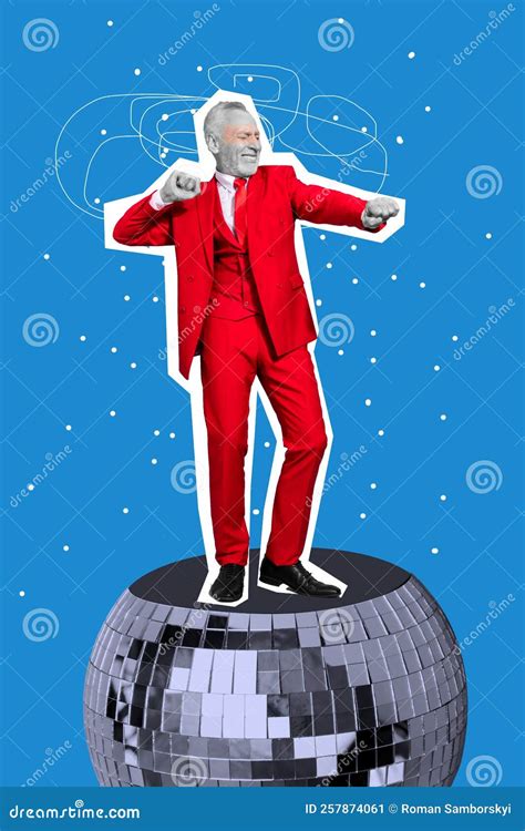 Creative Trend Collage of Cheerful Retired Old Man Dancing Have Fun ...