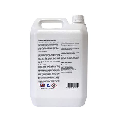 Hand Sanitizer 80% Alcohol Antibacterial Non Sticky LIQUID NOT GEL 5 ...