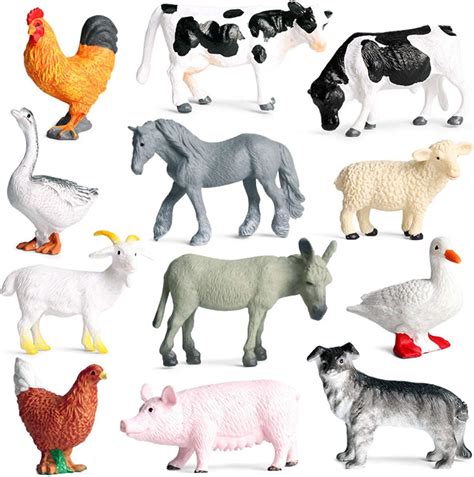 Buy 12 Pcs Farm Animals Figures, Realistic Simulation Farm Animal ...