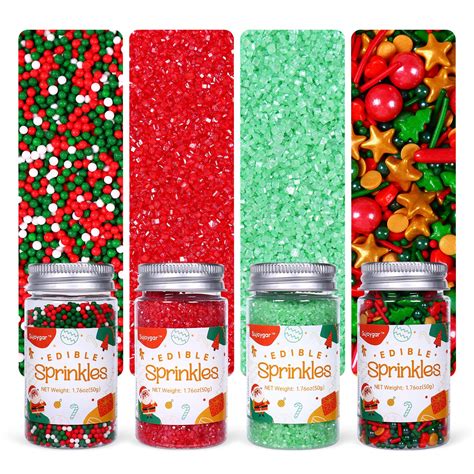 Amazon.com: Christmas Sprinkles for Cupcake Toppers, Edible Christmas ...