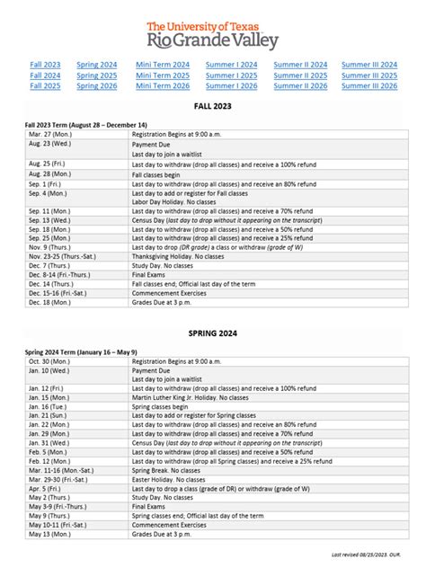 Utrgv Academic Calendar | PDF