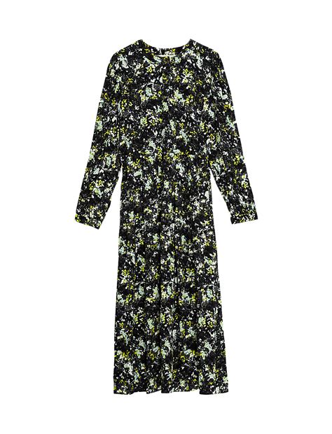 Buy Printed Button Front Midi Waisted Dress at Marks & Spencer