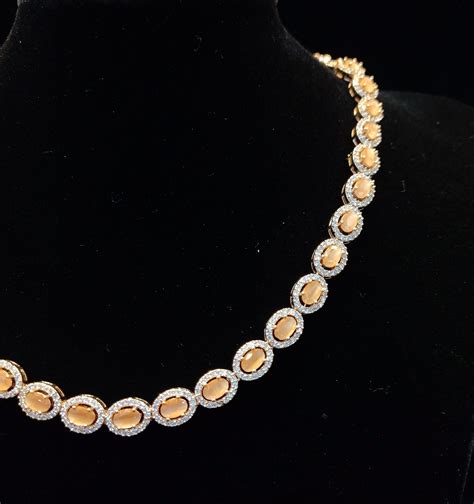 Sunflower Fashion Jewellery Rose Gold Plated AD Stone Necklace Set ...