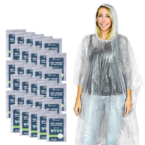 Lingito 5, 10, 15 or 100 Packs Rain Poncho, Disposable Emergency Rain ...