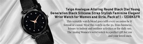 Talgo Stainless Steel Black Dial Silicone Strap Wrist Analog Watch For ...