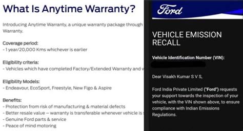 Ford India Recalls EcoSport and Continues Offering Warranty Support ...