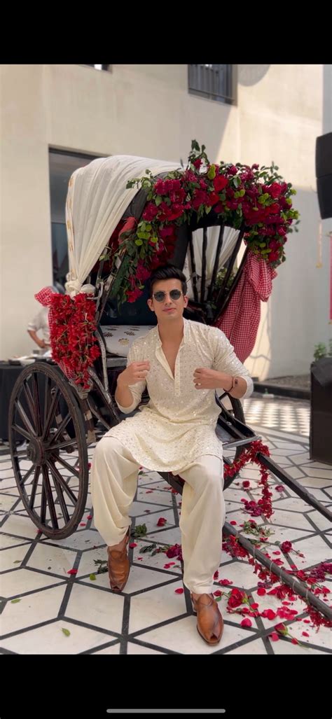 Off-White Cotton Blend Mirror Work Chikankari Wedding Kurta | Firangi Yarn