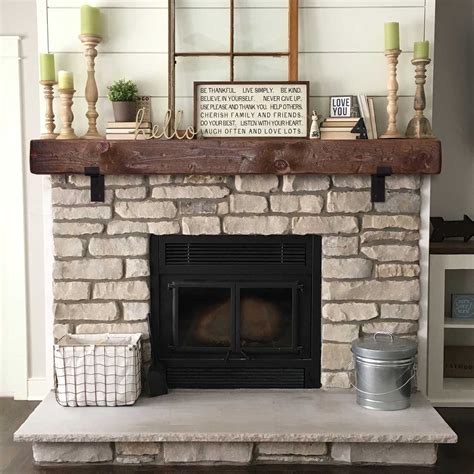Rustic Fireplace Mantel with Metal Brackets Mantel 5x6 6x6 | Etsy ...
