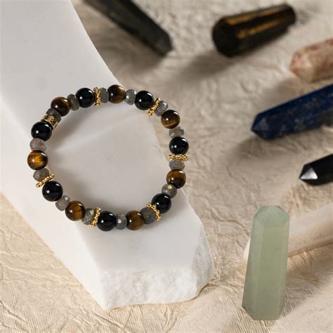 Buy Now Protection Bracelet- Black Tourmaline, Tiger Eye, Labradorite ...