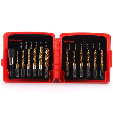 Combination Drill Tap Bit Set 13PCS and Metric Tap Bits Kit for Screw ...