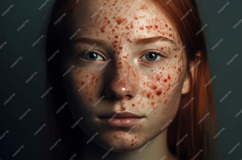 Premium AI Image | Rosacea couperose redness skin red spots on cheeks young woman with sensitive ...