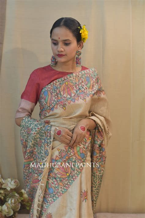 Kamal Leela Madhubani Painting Saree – MADHUBANI PAINTS BY ASHA JHA