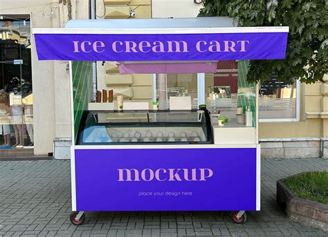 Free Ice Cream Vending Cart Branding Mockup PSD - Good Mockups