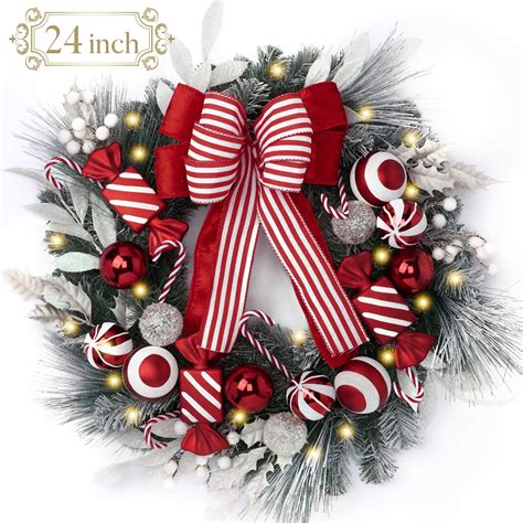 Valery Madelyn 24 inches Pre-Lit Christmas Wreath Battery Operated ...