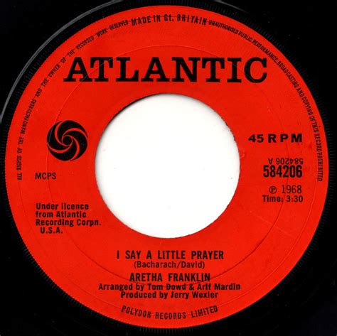 Aretha Franklin - I Say A Little Prayer (1968, Large Centre, Vinyl ...