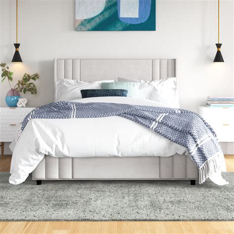 Wade Logan Aurieona Velvet Upholstered Platform Bed with Vertical ...