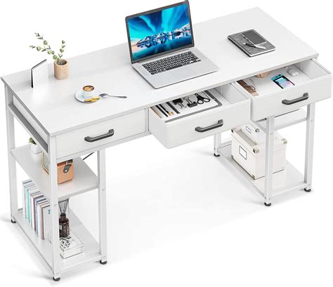 ODK Petit bureau d'ordinateur, table de maison avec tiroirs en tissu et ...