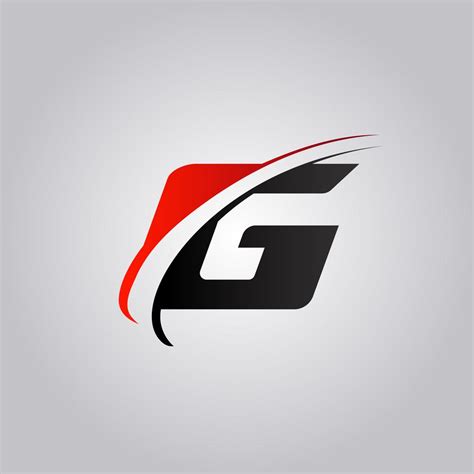 initiales logo G Letter avec swoosh de couleur rouge et noir 587837 Art ...