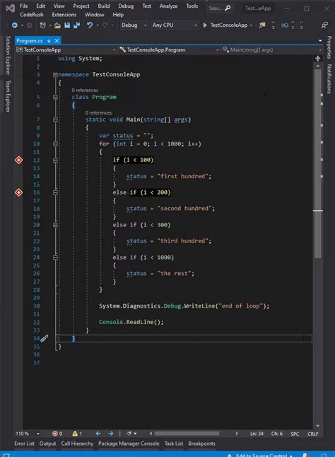 C# Debugging Breakpoints 的图像结果