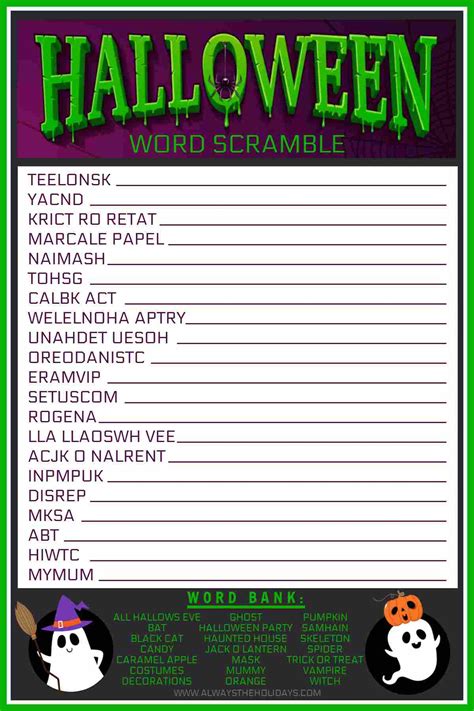 Halloween Word Scramble Printable - Free Halloween Printable