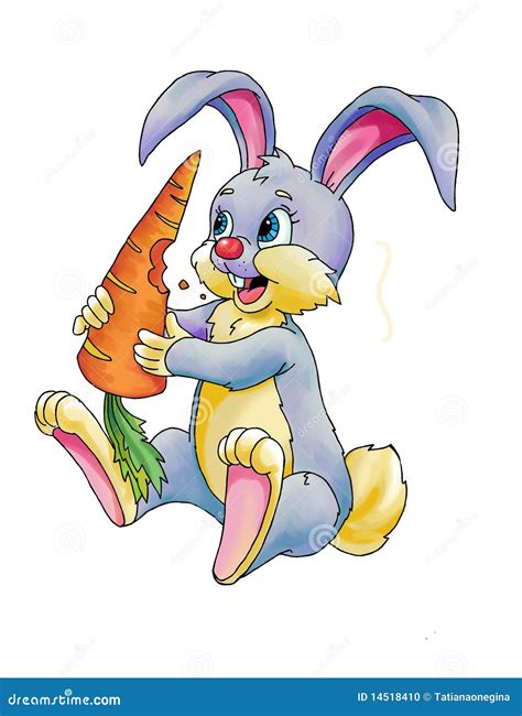 Drawing of Cartoony Bunny with Carrot Stock Illustration - Illustration ...