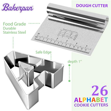Snapklik.com : Bakerpan Stainless Steel Alphabet Cookie Cutter Set, Big ...