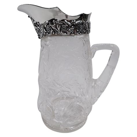 Tiffany Sterling Silver Wave/Beaded Design Pitcher 1880 For Sale at 1stDibs