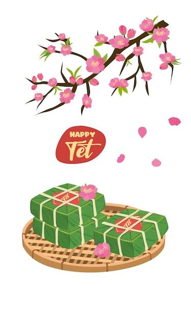 Vietnamese traditional new year vector vietnamese cuisine chung cake ...