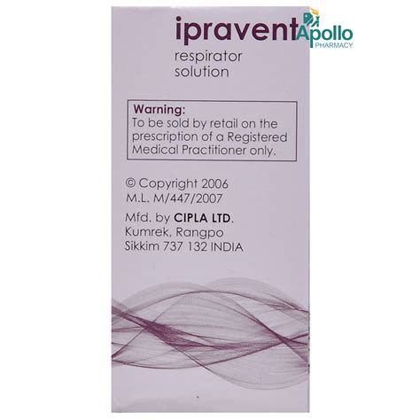 Ipravent Respiratory Solution 15 ml Price, Uses, Side Effects ...